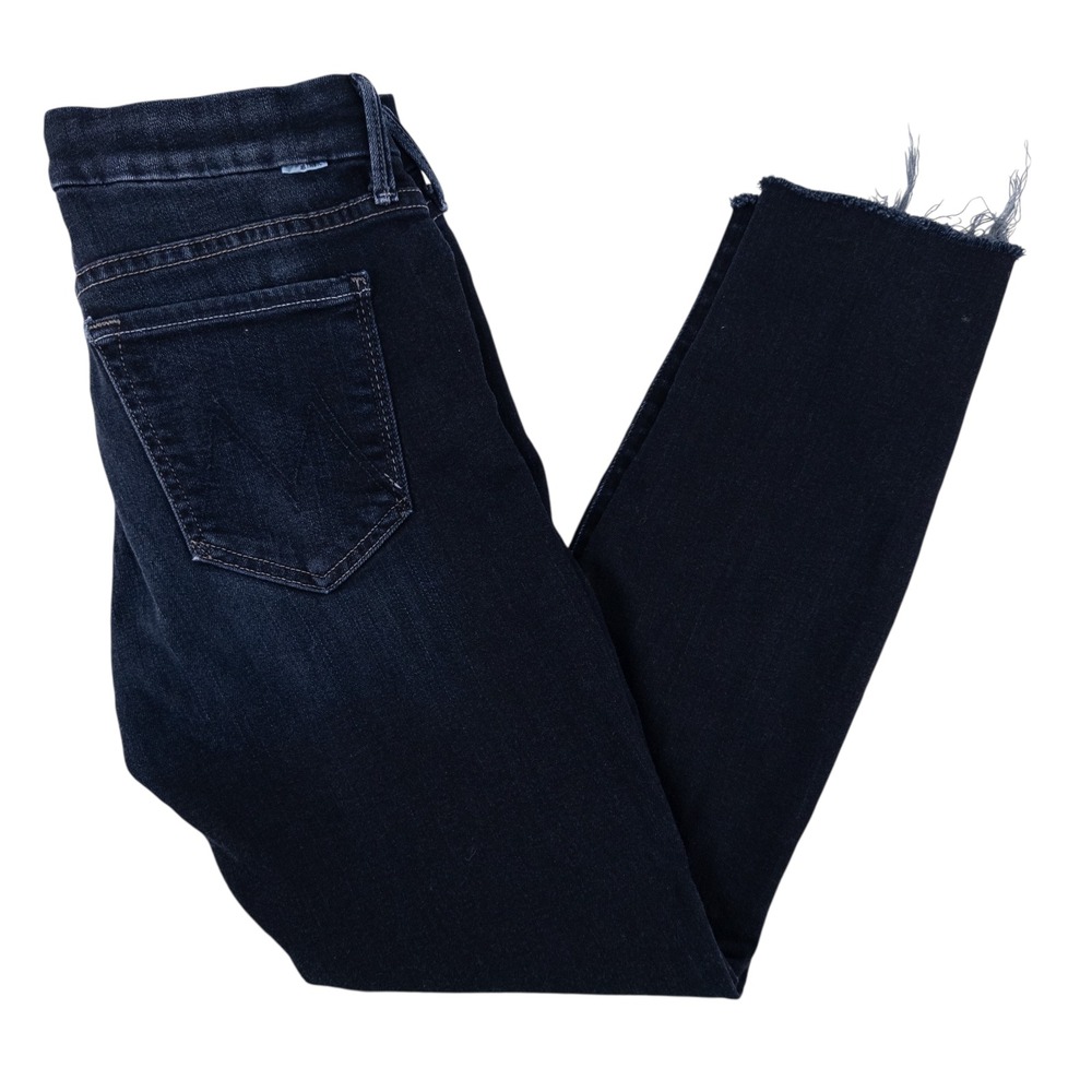 MOTHER The Looker Jeans Coffee Tea or Me Wash Dark Blue Skinny Raw Hem 28x27
